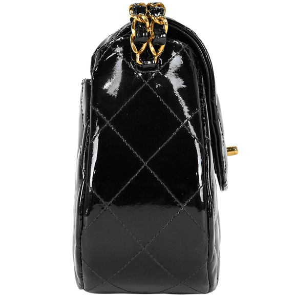 Chanel Leather Black Cocomark Chain Patent Matelasse Enamel Handbag - Picture 1 of 14